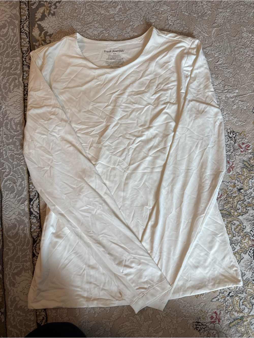 Frank And Oak White Scoop Neck long sleeve shirt